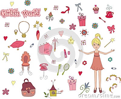 Girlish world Vector Illustration