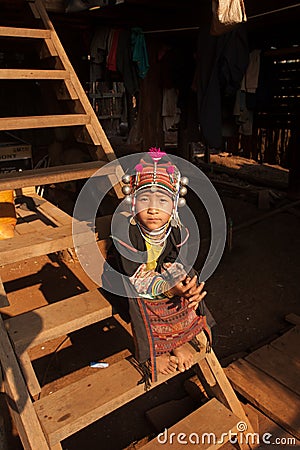 Girls from the Akha ethnic group in traditional clothes Editorial Stock Photo