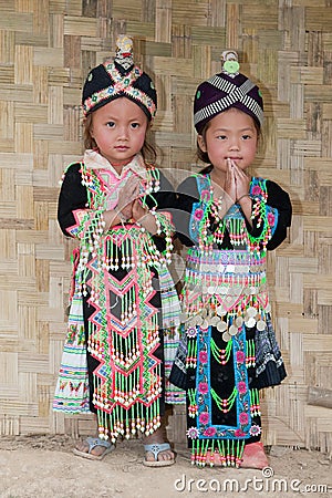 Girls from Asia Hmong Stock Photo