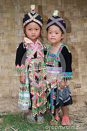 Girls from Asia Hmong Stock Photo