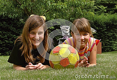 Girls with the ball 1 Stock Photo