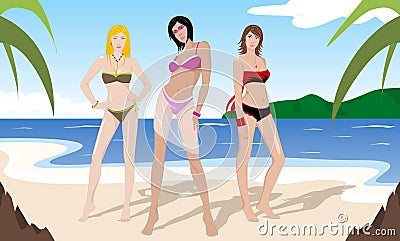 Girls on the beach Stock Photo