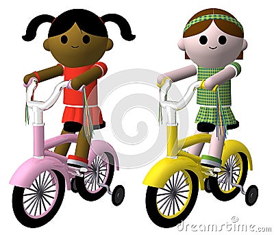 Girls on bikes Stock Photo