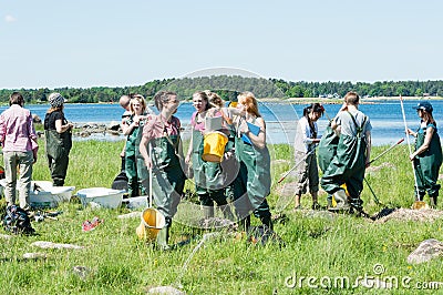 Girls in biology excursion Editorial Stock Photo