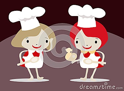 Girls Chef In An Apron Stock Photo