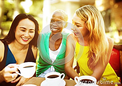 Girls Coffee Break Talking Chilling Concept Stock Photo