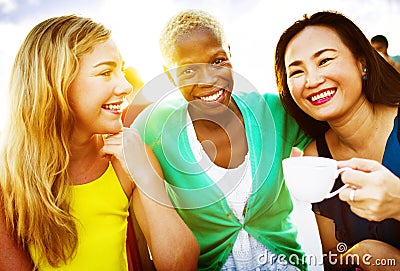 Girls Coffee Break Talking Chilling Concept Stock Photo