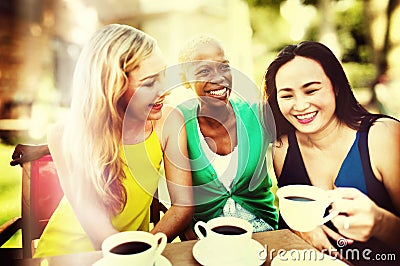 Girls Coffee Break Talking Chilling Concept Stock Photo