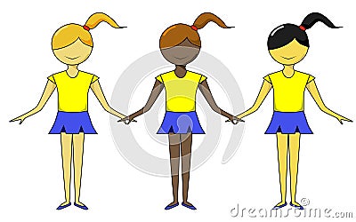 Girls of Different Ethnic Groups Stock Photo