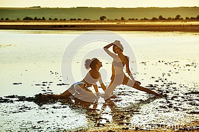 The girl takes a mud bath . Beauty treatments at the Spa resort Stock Photo