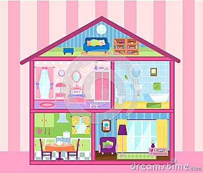 Girls doll house Cartoon Illustration