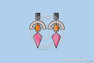 Girls earring with gemstone vector illustration. Beauty fashion objects icon concept. New arrival women jewelry earrings vector Vector Illustration