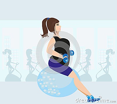 Girls exercising in a gym Vector Illustration