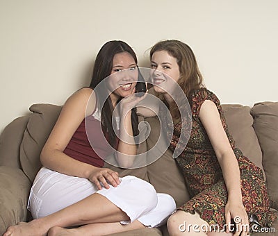 Girls flirting on the phone Stock Photo