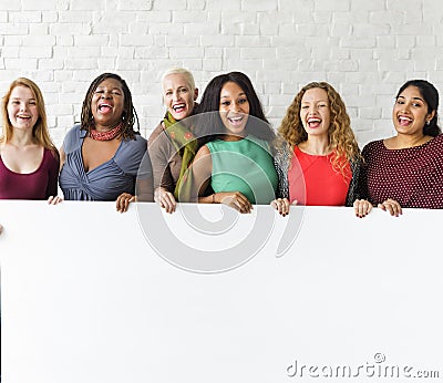 Girls Friendship Togetherness Copy Space Banner Concept Stock Photo