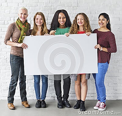 Girls Friendship Togetherness Copy Space Banner Concept Stock Photo