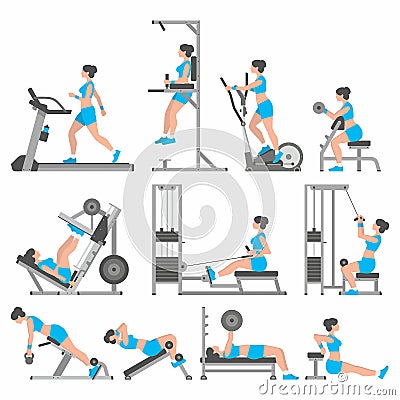 Girls in the gym Vector Illustration