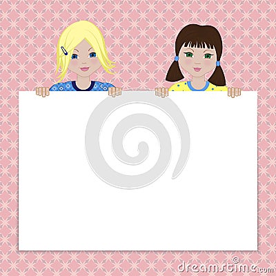 Girls hold a clean sheet Vector Illustration