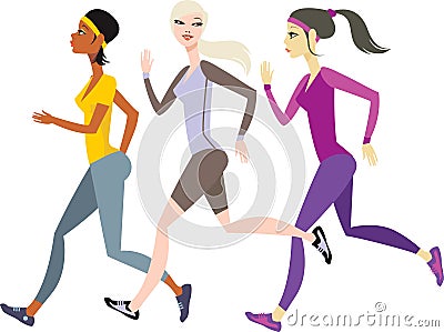 Girls jogging Vector Illustration