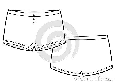 Girls knickers technical sketch illustration. Children's underpants. Vector Illustration