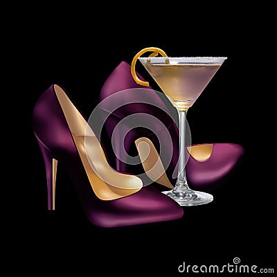 Girls Night Out Cocktail and Heels Stock Photo