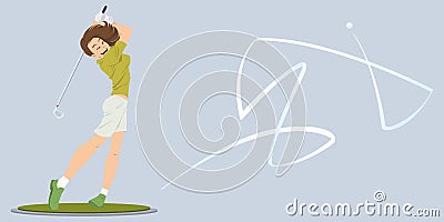 Girls play golf. Illustration for internet and mobile website Vector Illustration