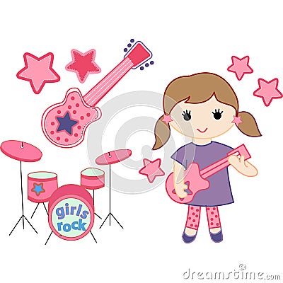 Girls rock vector pack Vector Illustration