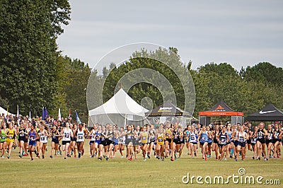 Athletes at the start of the Great American Cross Country Festival in Cary NC on October 5, 2019 Editorial Stock Photo