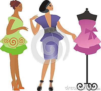 Girls shopping Vector Illustration