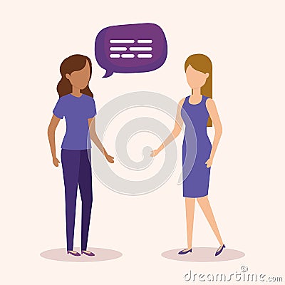 Girls with speech bubbles Vector Illustration