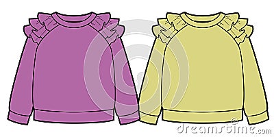 Girls sweat shirt with ruffles on sleeve Stock Photo