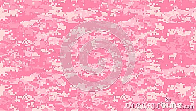 Girly pink texture military camouflage repeats seamless army hunting background Vector Illustration