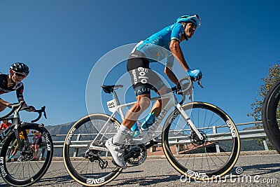 Giro di lombardia cyclists climbing the climb of the Zambla hill Editorial Stock Photo