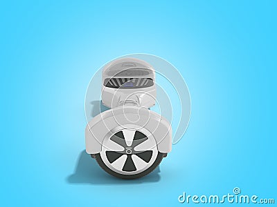 Giroboard white giroboard on blue background Hoverboard Gyroscooter Electric board Modern transportation 3d render Stock Photo