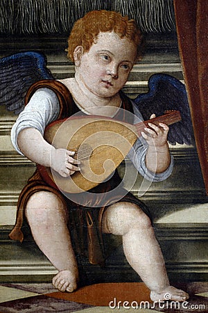 Girolamo da Santa Croce: Angel musician Stock Photo