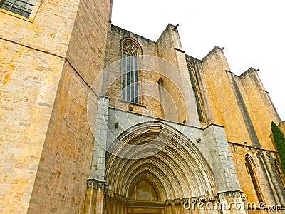 Girona Cathedral in Catalonia, Spain, Romanesque, Gothic and Baroque architecture Stock Photo
