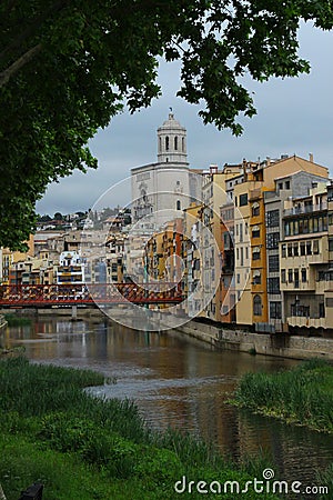 Girona and the Eiffel bridge Stock Photo