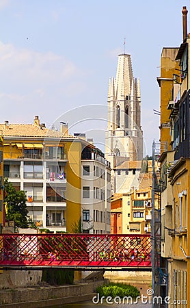 Girona. Eiffel Bridge Stock Photo