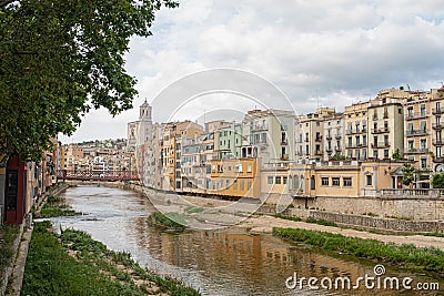 Girona`s skyline on a cloudy day Stock Photo