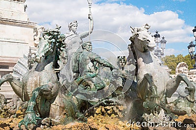 Girondins Monument with bronze horses on place des Quinconces, Bordeaux, France Stock Photo