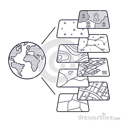 GIS Concept Data Layers for Infographic Vector Illustration