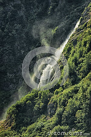 Gist of a Waterfall in the Coastal Mountains Stock Photo