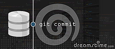 Git commit programming coding server and database Vector Illustration