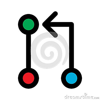 Git pull request icon line isolated on white background. Black flat thin icon on modern outline style. Linear symbol and editable Vector Illustration