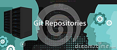 Git repositories software subversion backup server process in programming and coding Vector Illustration