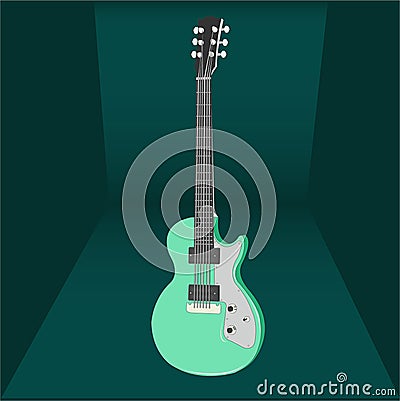 electric guitar that is usually played in the studio and a lively concert Vector Illustration