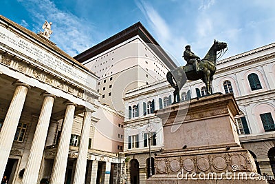 Giuseppe Garibaldi Statue and Opera Theater Stock Photo