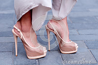 Giuseppe Zanotti Sling Back Heels Editorial Stock Photo