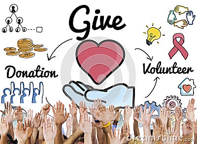 Give Donations Volunteer Welfare Support Concept Stock Photo