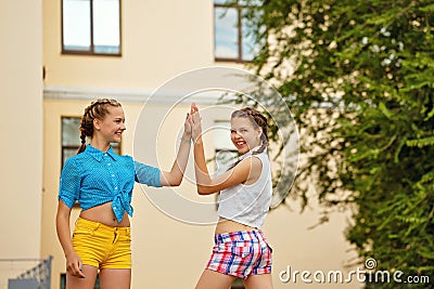 Give five best friends in the park. Stock Photo
